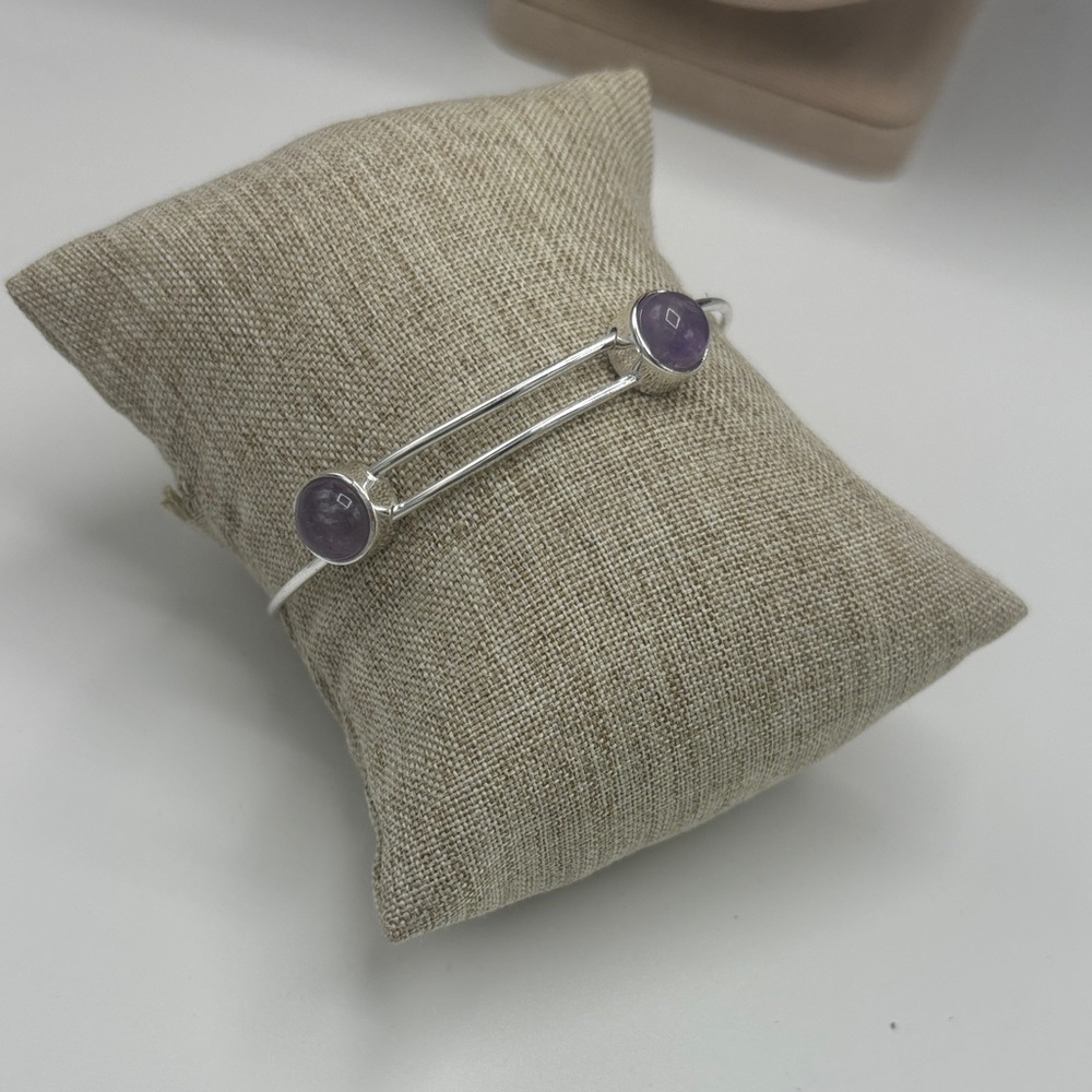 Sterling Silver Amethyst Accent Cuff Bracelet